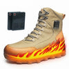 Genuine Leather Heated Boots for Men with Five-Level Heating System Rechargeable 20000mAh Battery Winter Waterproof Warm Snow Work Boot Rechargeable Electric Heating Foot Warmers