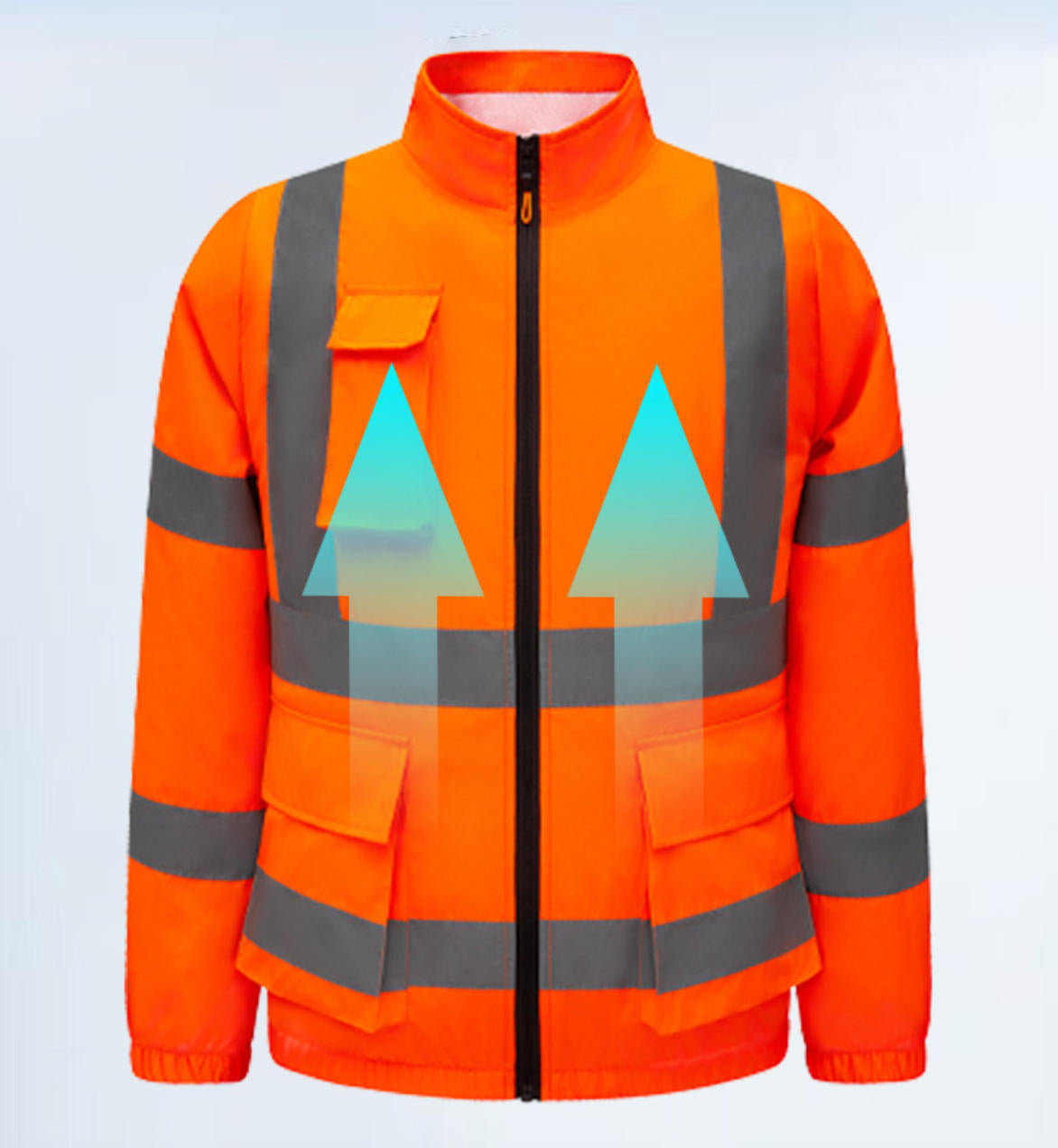 High Visibility Air Cooling Jackets for Men Women, Cooling Clothes with 3 Fans for Working Cycling Outdoor Reflective Stripe Polyester Work Uniform Adjustable Fan Work Coat