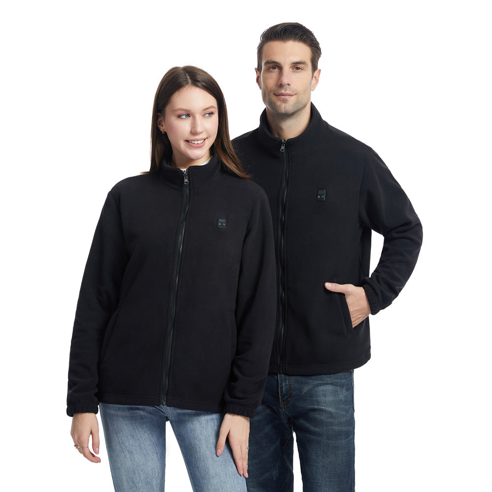 Fleece Heated Jackets for Men Women Temperature Display 9 Heated Areas 3 Gear Temperature USB Charging Heated Zip Up Coat for Outdoor Skiing Hiking