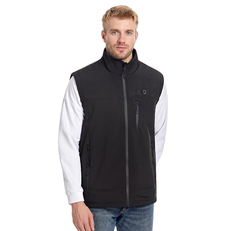 Men's Plain Heated Quilted Vest, 9 Heating Zones Sleeveless Zip Stand-Up Collar Winter Gilet Warm Electric Heat Waistcoat for Running, Hiking, Riding, Golf