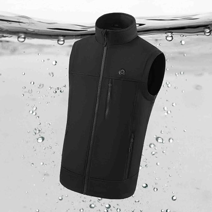 Men's Plain Heated Quilted Vest, 9 Heating Zones Sleeveless Zip Stand-Up Collar Winter Gilet Warm Electric Heat Waistcoat for Running, Hiking, Riding, Golf