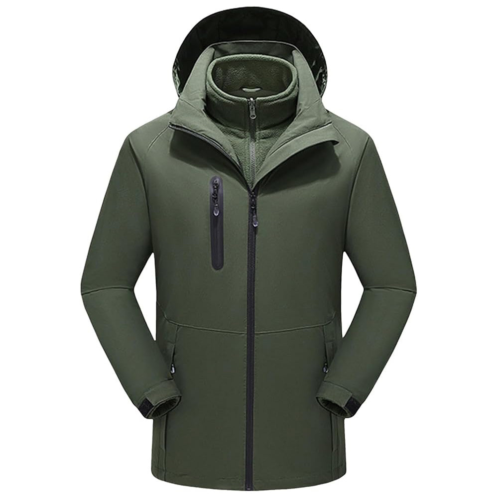 3-in-1 Heated Windbreaker for Men Women 15 Heating Zones 3 Levels of Temperature Adjustment USB Electric Windproof Thermal Jackets for Outdoor Skiing Hiking Camping