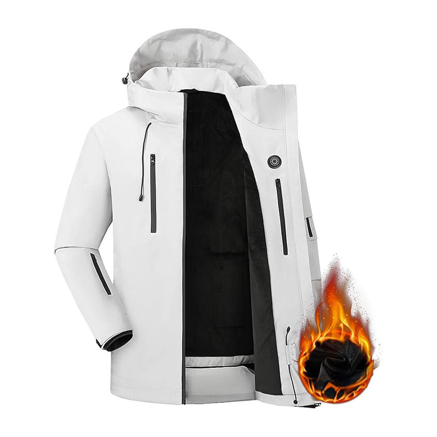 Electric Heated Hooded Ski Jacket for Men Women, 5 Heat Generation USB Powered Windbreaker Mountain Parka Heating Wear