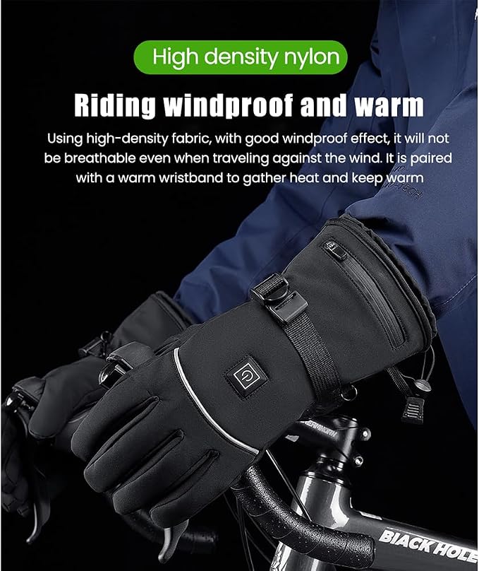 Unisex Heated Gloves with 2Pcs 8500mAh Battery, Anti Slip, 3 Heat Settings, Touchscreen Warming Gloves for Skiing, Motorcycle