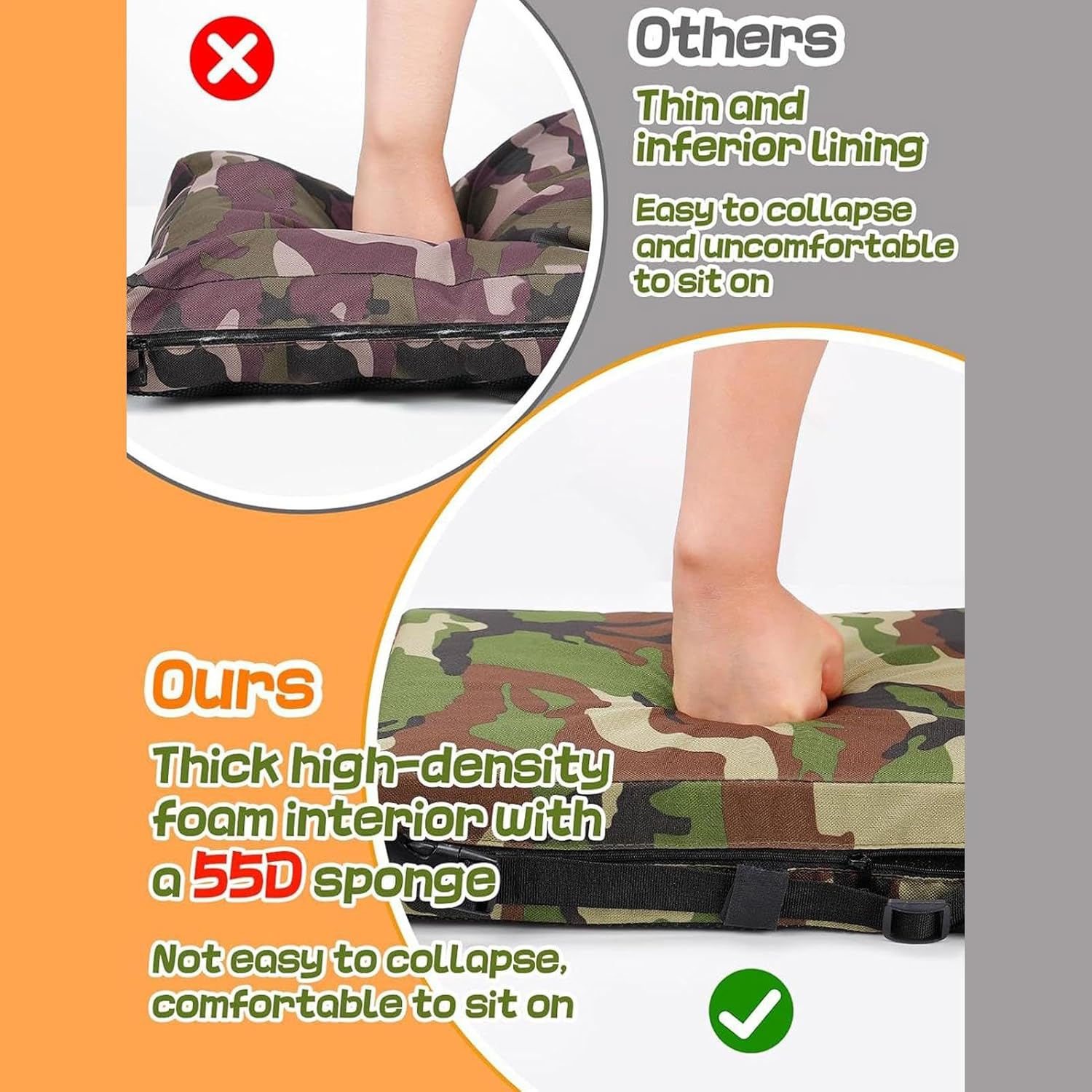 Portable Camouflage Hunting Heated Seat Cushion, Tree Stand Stadium Seats For Fishing Bleachers Concert Camping