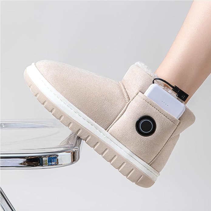 Electric Heated Snow Boots With 2*5000mAh Rechargeable Batteries 3-level Temperature Adjustment Waterproof Non-Slip Foot Warmer Slippers for Women Men