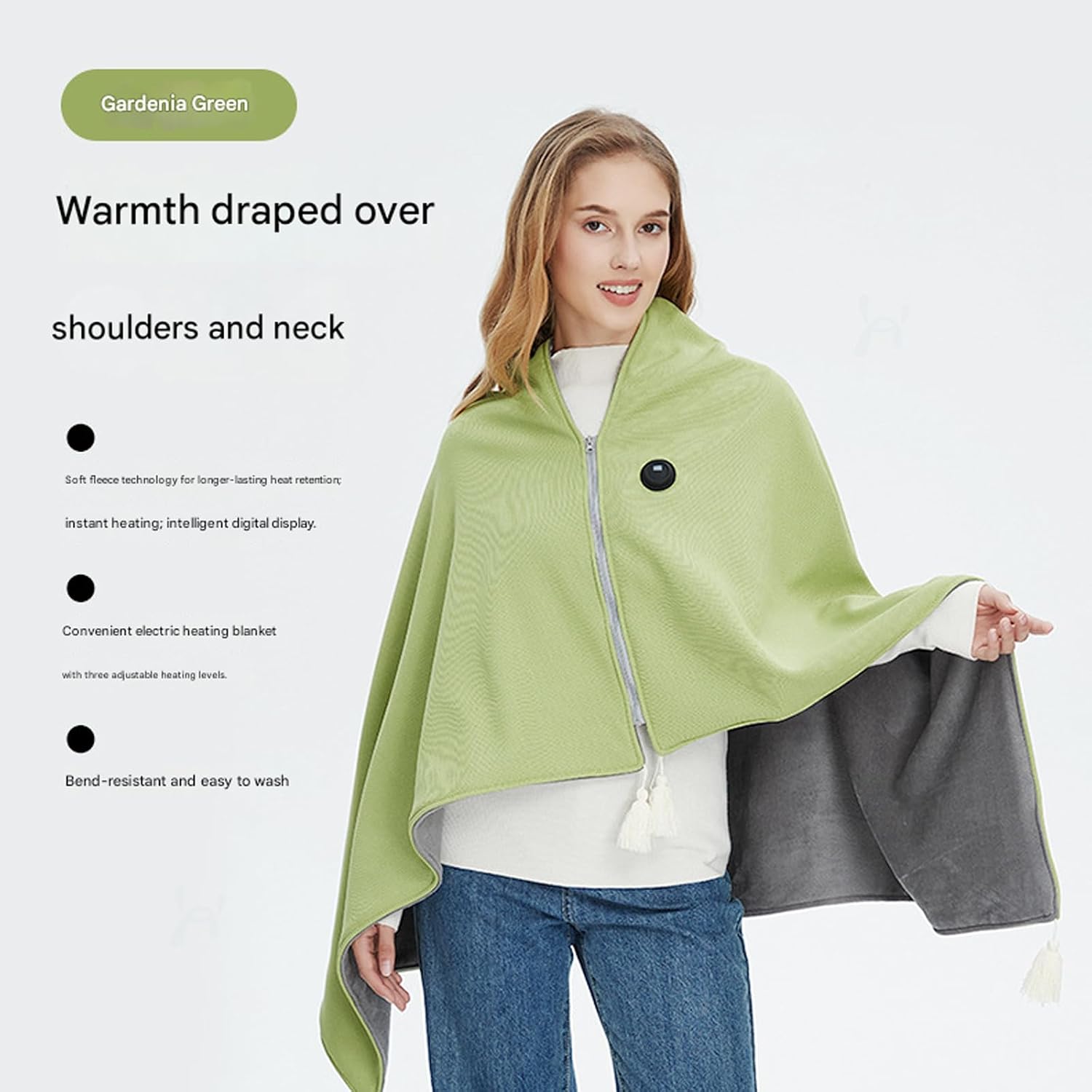 3 Heat Levels Electric USB Heated Shawl Blanket, Portable Washable Throw Heating Shawl For Women Winter Warm Soft Heated Shawls Wraps For Bed, Couch, Sofa, Home
