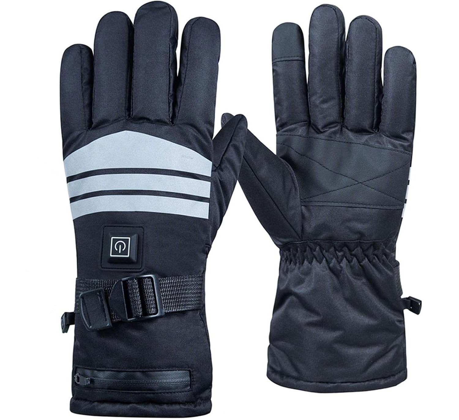 7.4 V 2*3000 mAh Rechargeable Battery Heated Gloves 3-level Temperature Adjustment Touch Panel Compatible Fleece Lined Electric Warm Gloves for Men Women Hiking Riding Skiing Camping Motorcycle