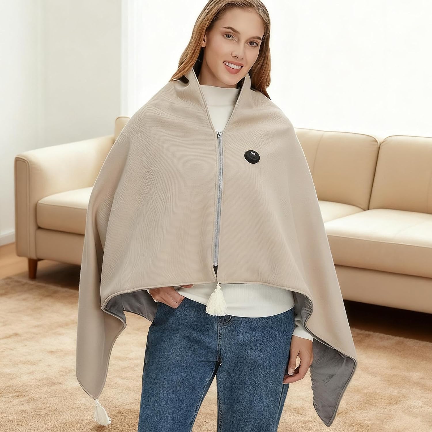 3 Heat Levels Electric USB Heated Shawl Blanket, Portable Washable Throw Heating Shawl For Women Winter Warm Soft Heated Shawls Wraps For Bed, Couch, Sofa, Home
