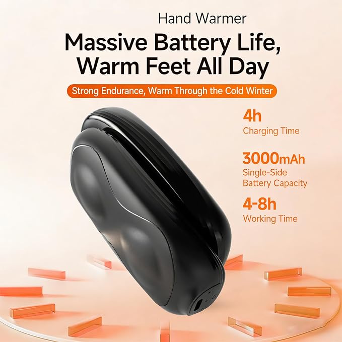 Rechargeable Magnetic Pocket Warmer 1 Pair, 8 Hours Long Safe Heat, USB 3 Settings Fast Heating Portable Electric Hand Warmer