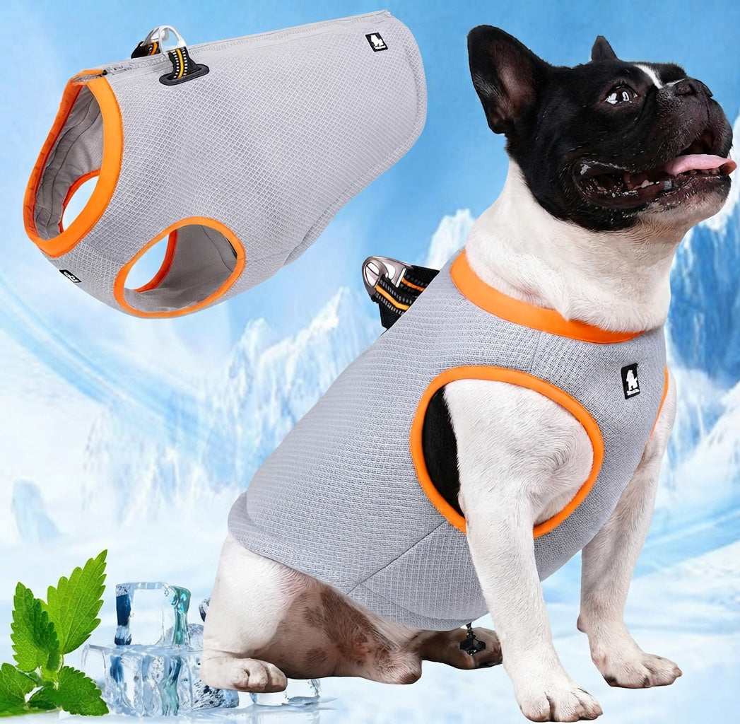 Dog Cooling Vest Summer Evaporative Harness Cooler Reflective Jacket with Cold Pack