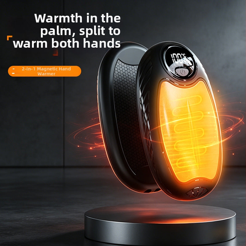 Dual-function Magnetic Hand Warmer with USB Charging, Portable Rechargeable Pocket Heater with Digital Display Detachable Design