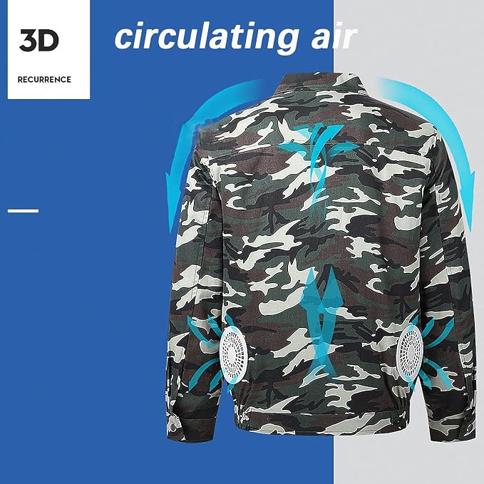 Summer Cooling Fan Jacket for Men Women, Adjustable 4-Speed Wearable Air Conditioning Workwear for Construction Gardening Outdoor Activities Fishing Hiking Workers