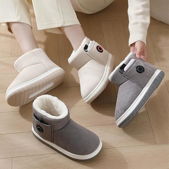 Electric Heated Snow Boots With 2*5000mAh Rechargeable Batteries 3-level Temperature Adjustment Waterproof Non-Slip Foot Warmer Slippers for Women Men