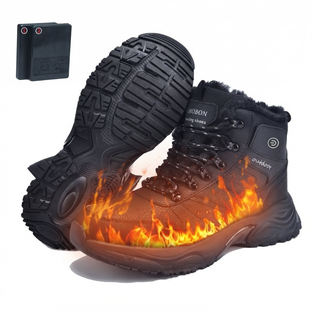 Heated Boots for Men Women, Waterproof Winter Snow Boots with 2*7000mAh Rechargeable Batteries, 3-Level Warming, Electric Foot Warmer for Indoor & Outdoor Use, Heated House Slippers