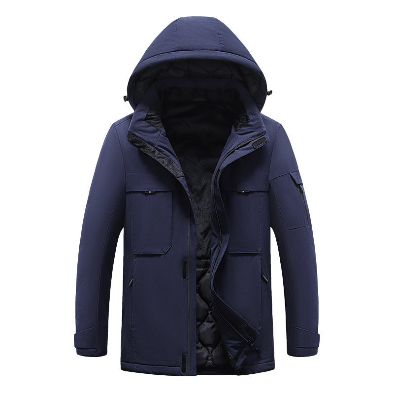 Heated Hooded Coat for Men Women Dual Independent Switches 9 Heating Areas Control 3 Temperature Thermal Windbreaker Outerwear for Camping Skiing Hiking