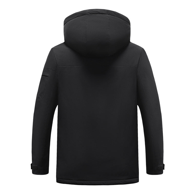 Heated Hooded Coat for Men Women Dual Independent Switches 9 Heating Areas Control 3 Temperature Thermal Windbreaker Outerwear for Camping Skiing Hiking