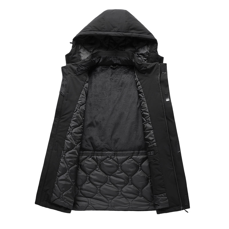 Heated Hooded Coat for Men Women Dual Independent Switches 9 Heating Areas Control 3 Temperature Thermal Windbreaker Outerwear for Camping Skiing Hiking