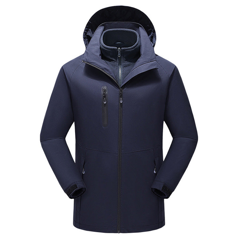 3-in-1 Heated Windbreaker for Men Women 15 Heating Zones 3 Levels of Temperature Adjustment USB Electric Windproof Thermal Jackets for Outdoor Skiing Hiking Camping