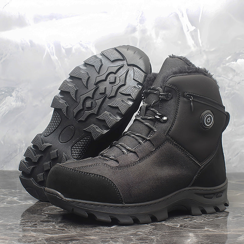 Heated Sneakers for Women Men Warm Fur Lined Heated Short Boot with Rechargeable 10000mAh Battery 5-level Temperature Adjustment Anti-Skid Sole Keep Feet Warm for Winter