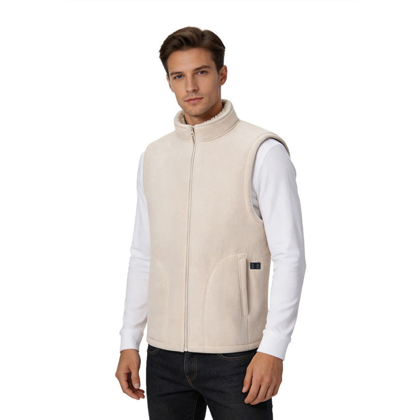 Fleece Lined Heated Vest for Women Men, 3 Gear Temp Control Dual Control 10 Heating Zones USB Electric Heating Stand Collar Smart Thermal Waistcoat