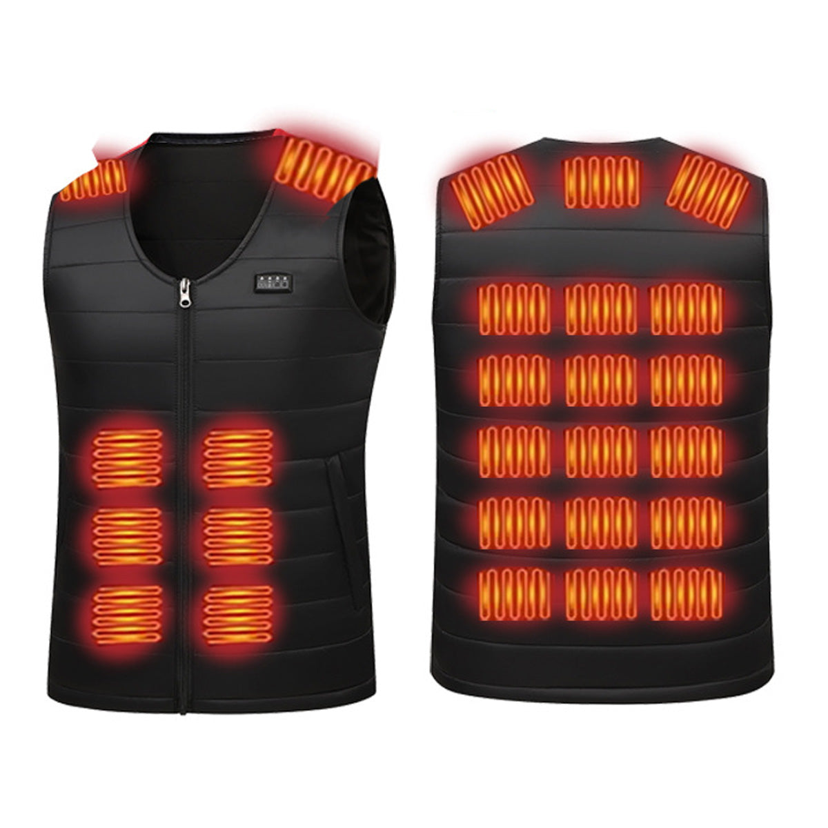 V-Neck Smart Electric Heated Vests for Women Men 4 Control 26 Carbon Fiber Heating Areas 3 Temperature Adjustment