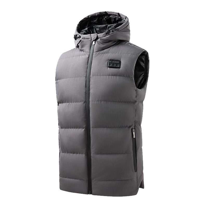 Electric Heated Hooded Vest for Women Men, 6 Heating Zones 3 Heat Levels Windproof USB Electric Heated Vest with Hood for Winter Outdoor