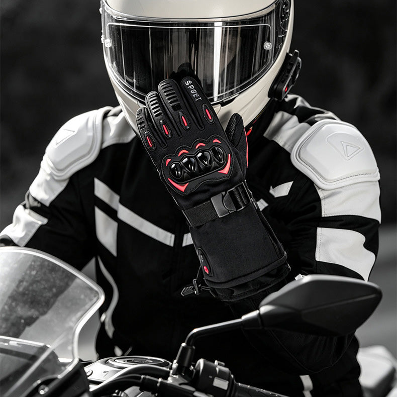 7.4V 2*3000mAh Rechargeable Heated Motorcycle Gloves Winter Touchscreen Windproof Cold Resistant Gloves for Riding, ATV, UTV, Snowmobile
