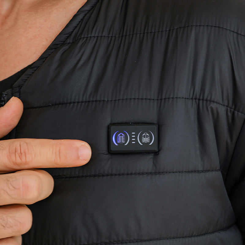 Unisex Cotton Heated Jacket, 24-Zone Dual Control USB Charging Long Sleeve V-Neck Zipper Closure Winter Coat Functional Thermal Parka for Men Women