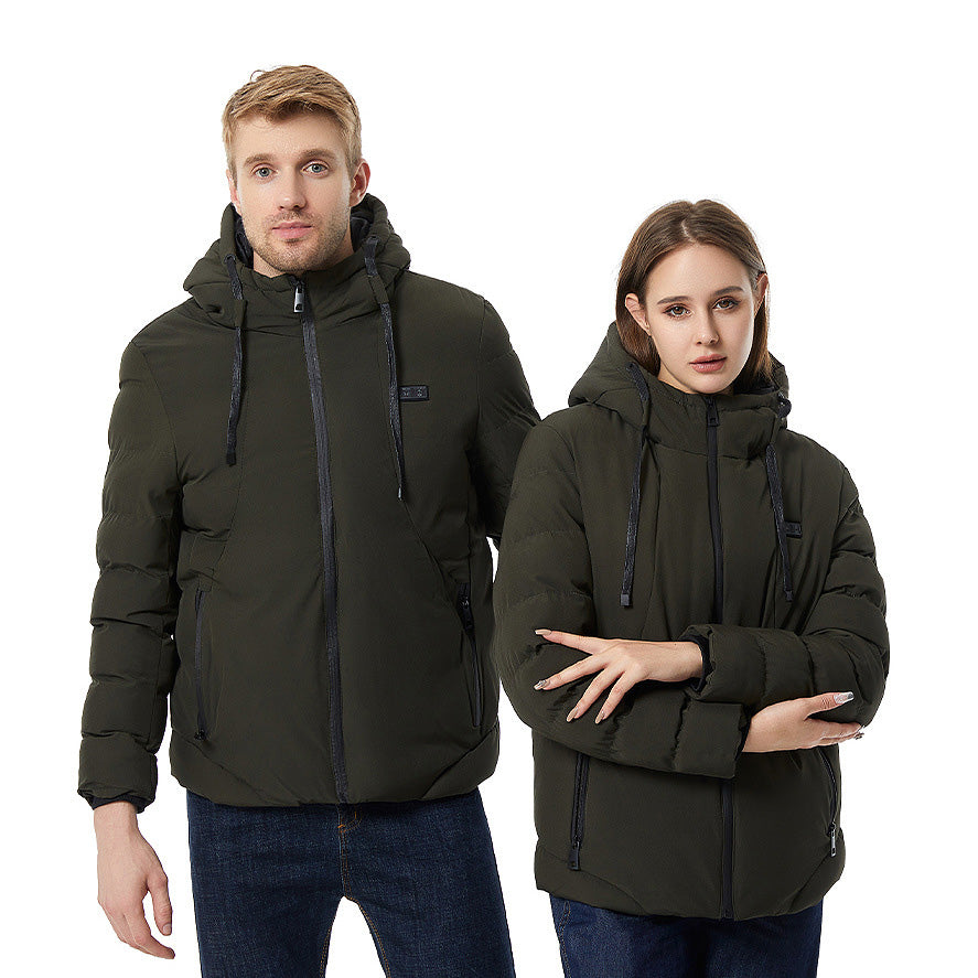 Thermal Hooded Heated Coat for Men Women, Dual Control 11 Heating Areas, USB Charging Electric Body Warmer Hoodie Jacket for Winter Outdoor Working Sports