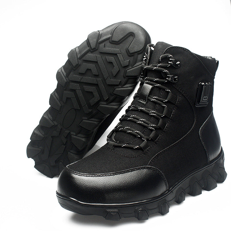 Genuine Leather Heated Boots for Men with Five-Level Heating System Rechargeable 20000mAh Battery Winter Waterproof Warm Snow Work Boot Rechargeable Electric Heating Foot Warmers