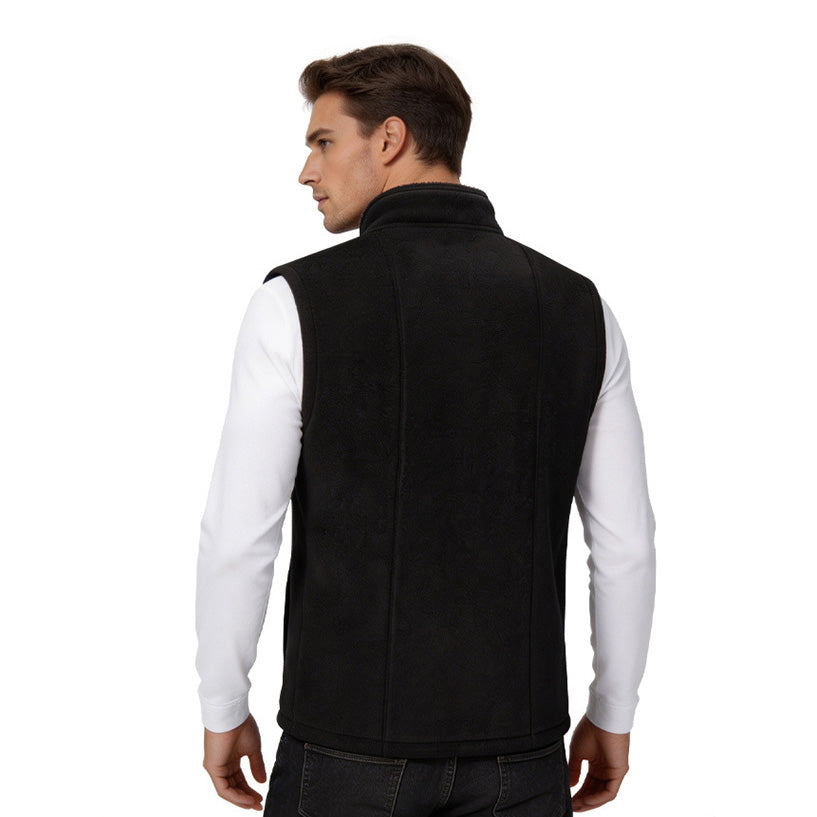Fleece Lined Heated Vest for Women Men, 3 Gear Temp Control Dual Control 10 Heating Zones USB Electric Heating Stand Collar Smart Thermal Waistcoat