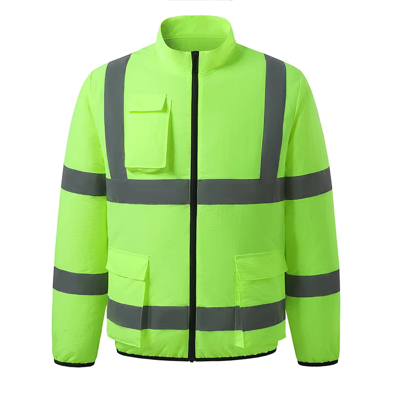 High Visibility Air Cooling Jackets for Men Women, Cooling Clothes with 3 Fans for Working Cycling Outdoor Reflective Stripe Polyester Work Uniform Adjustable Fan Work Coat