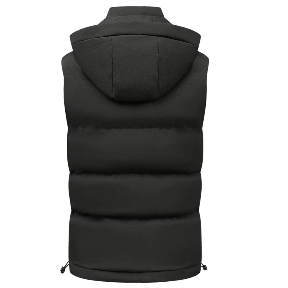 Unisex Heated Hooded Vest for Men Women, 3 Heating Levels 15 Heating Zones Temperature Display Zipper Closure USB Charging Fleece Lined Winter Thermal Waistcoat for Outdoor