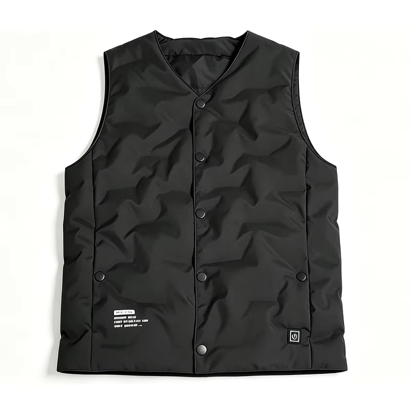 Lightweight V-Neck Quilted Electric Heated Vest for Women Men, USB Charging 3 Gear Temp Control 5 Heating Zones Snap Button Warming Gilet - Firoth