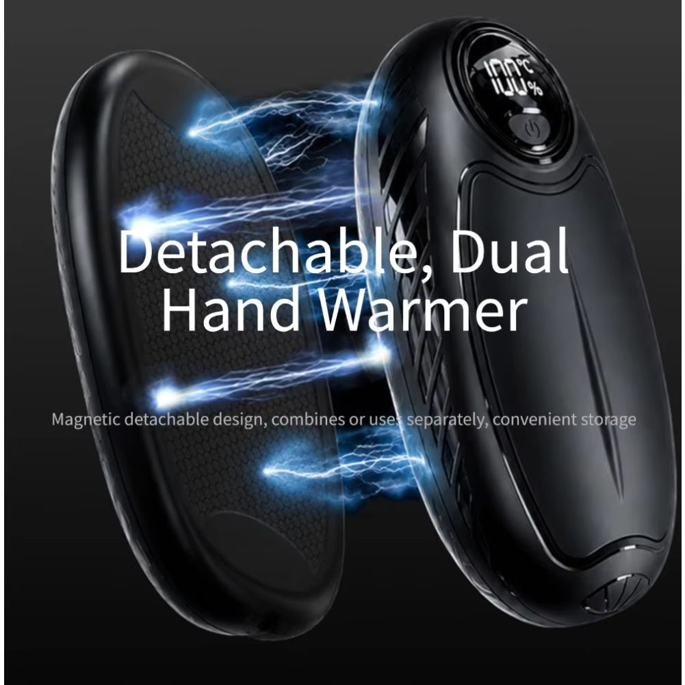Dual-function Magnetic Hand Warmer with USB Charging, Portable Rechargeable Pocket Heater with Digital Display Detachable Design