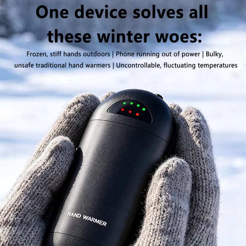 2 in 1 Split Portable Rechargeable Hand Warmer, Mini Pocket Electric Heater with LED Dual Display, 3 Constant Temperature Modes