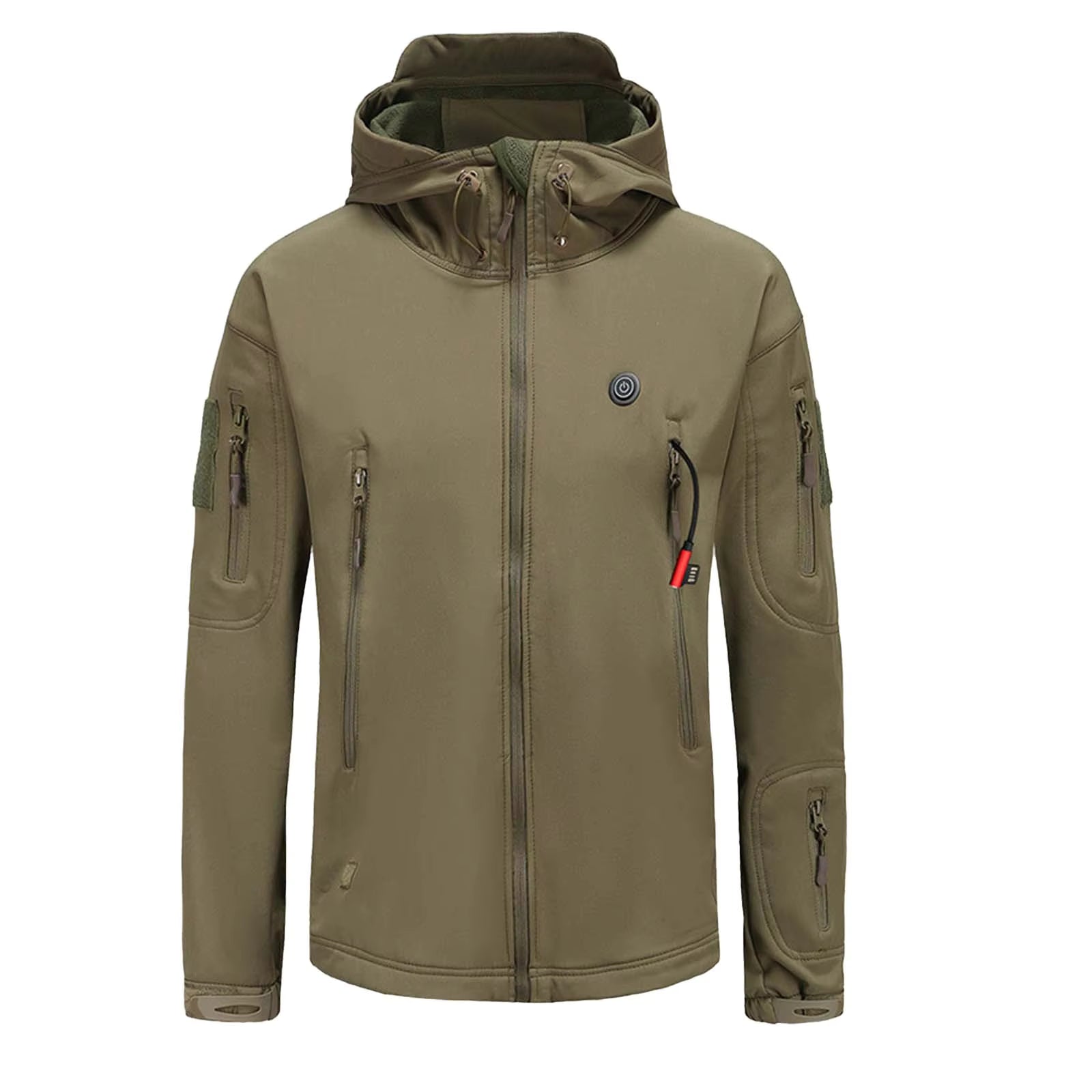 Heated Hooded Jacket for Men Women, Zip Up Lightweight Fleece Lined Heated Blouse, 7 Heating Areas USB Rechargeable Heated Soft Shell Coat for Winter and Outdoor Skiing Fishing Hiking