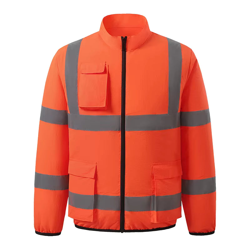 High Visibility Air Cooling Jackets for Men Women, Cooling Clothes with 3 Fans for Working Cycling Outdoor Reflective Stripe Polyester Work Uniform Adjustable Fan Work Coat