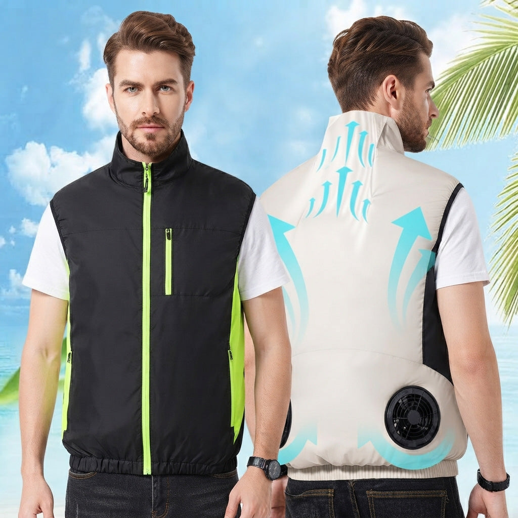 Air Conditioning Fans Vest for Men Women with 2*5V Fans Air Conditioned Clothes Sleeveless Workwear Heat Reducing & Breathable for Hot Weather