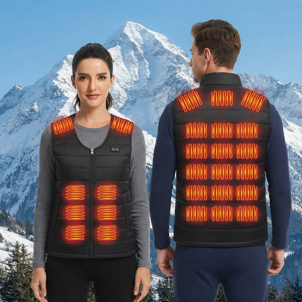 V-Neck Smart Electric Heated Vests for Women Men 4 Control 26 Carbon Fiber Heating Areas 3 Temperature Adjustment